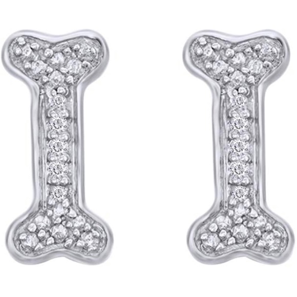 Natural Diamond Dog Bone Earrings - Picture 4 of 10